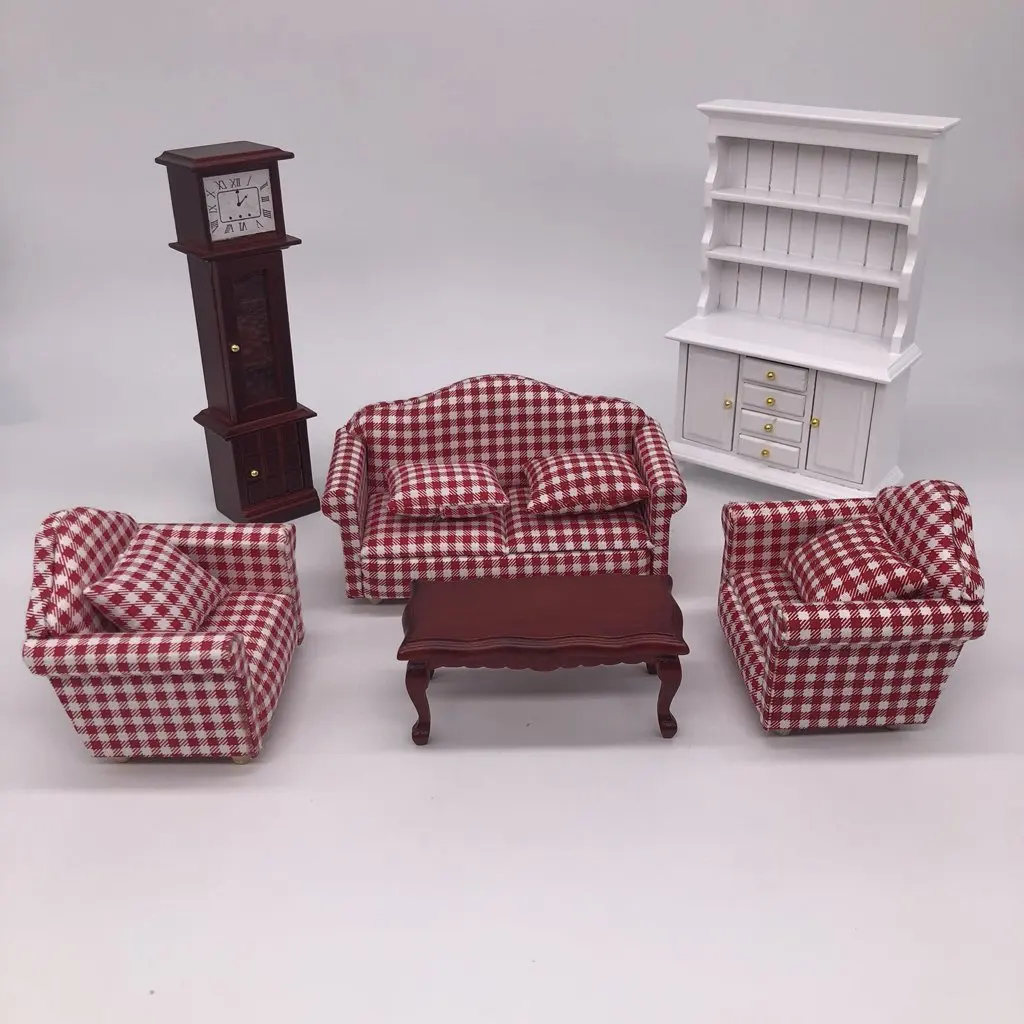 1:12 مقياس دمية خزينة ملابس خشبية أريكة الجدول خزانة جرس مصغرة بيت الدمية الاكسسوارات اللعب هدية عيد ميلاد للأطفال