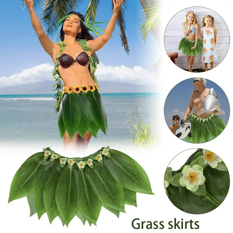 

Hawaiian Party Hula Skirt Simulation Leaves Adult Children Swing Dance Skirts Performance Costumes