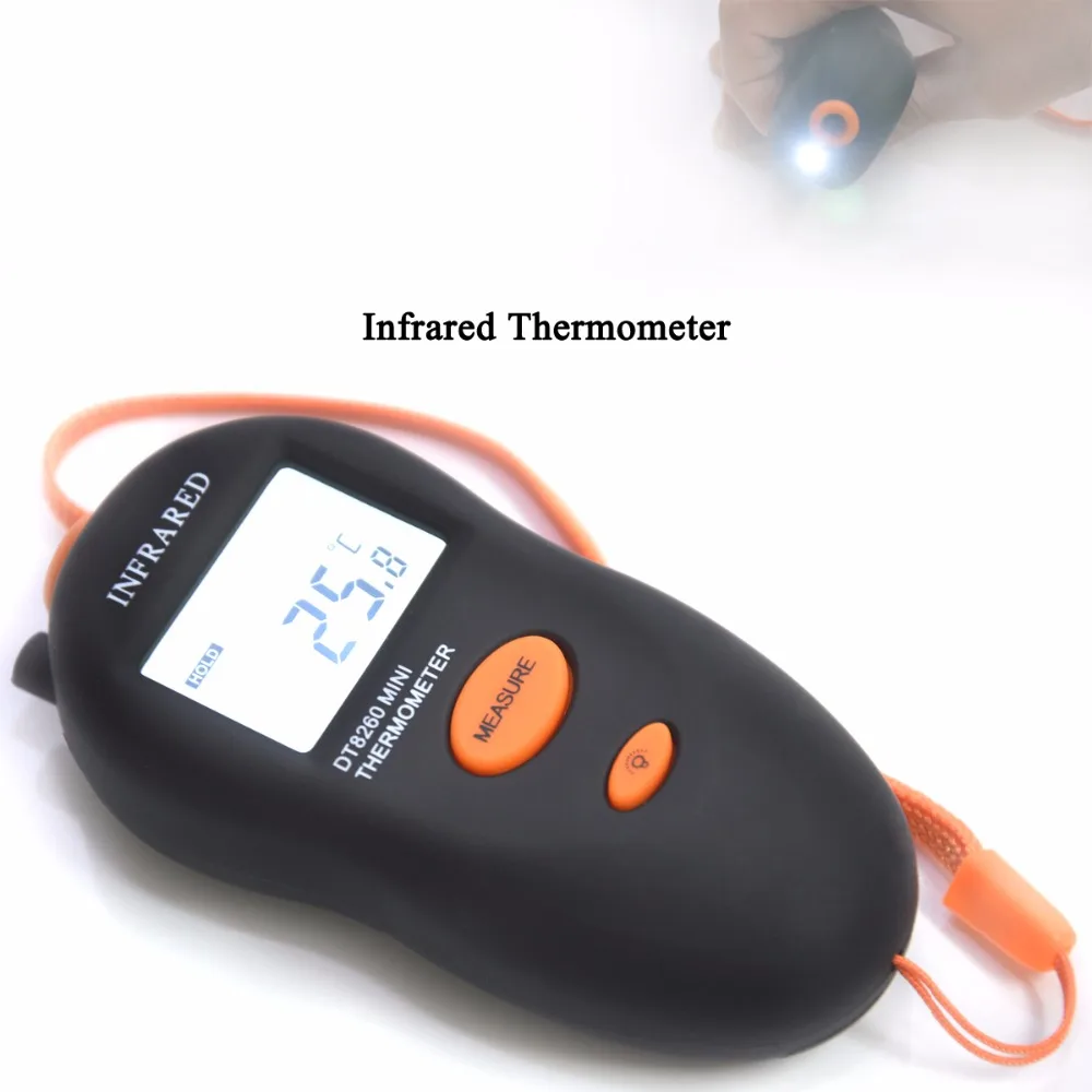 

1PC Mini LCD Display Handheld Non-contact Infrared Thermometer DT8260 LED Light IR Temperature Measuring Tools -50~260 C