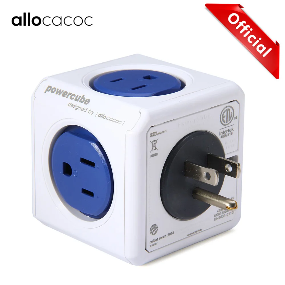 Allocacoc разъем кубика питания ЕС 5 розеток 2 адаптер usb портов удлинитель полосы с