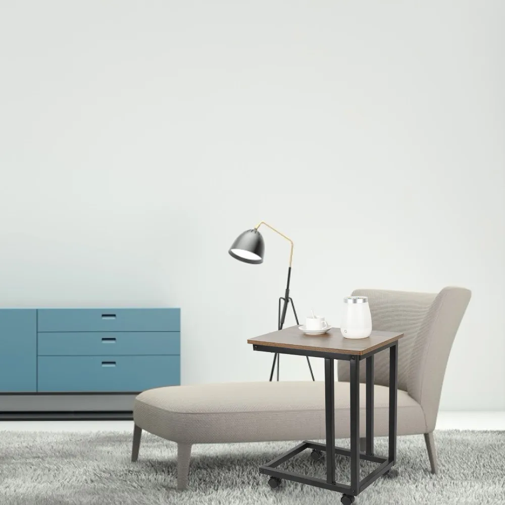 New Creative C-shape Laptop Computer Desk Bedside Sofa Table Removable Coffee Tea Desltop With Wheels for Home Funiture HWC