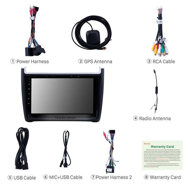 Sale Seicane GPS Navigation Car Radio For 2012 2013 2014 2015 VW Volkswagen POLO Android 8.1/8.0 9"Touchscreen Multimedia Player 3