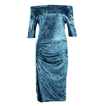 

Women Ladies Sexy Bandage Dresses Bodycon Velvet Long Sleeve Evening Party Formal Midi Split Dress NEW