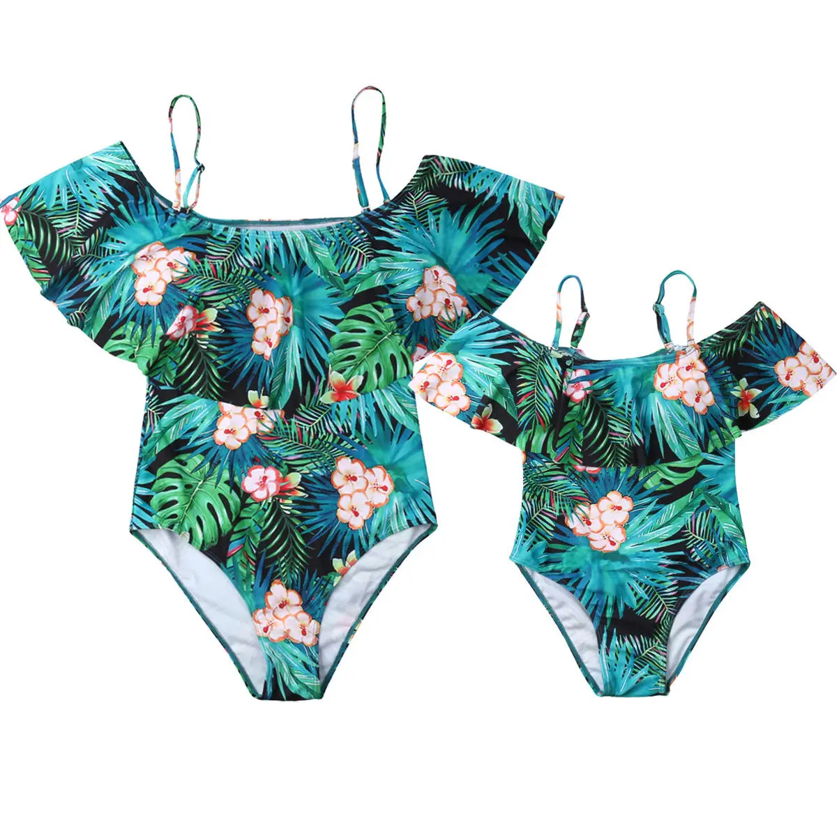 

Fashion Matching Mother Daughter Floral Bikini Swimsuit Swimwear Bodysuit Summer Print Sleeveless Beachwear
