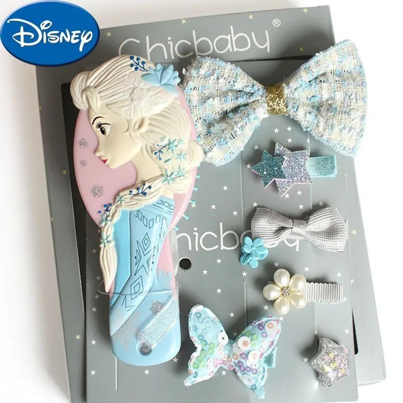

Disney Comb Headwear Set Frozen Princess Elsa Snow White Aurora Ariel Rapunzel 3D Air Cushion Comb Girl Head Rope Hair Set