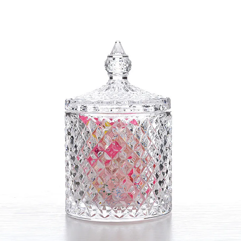 Glass Multifunctional Round Qtip Container Cosmetic Makeup Cotton Pad Organizer Jewelry Storage Box Holder and Candy Jars