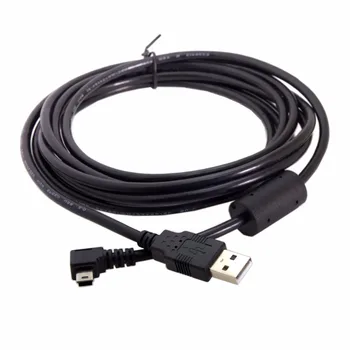 

10pcs/lot Mini USB B Type 5pin Male Left Angled 90 Degree to USB 2.0 Male Data Cable with Ferrite 3.0m