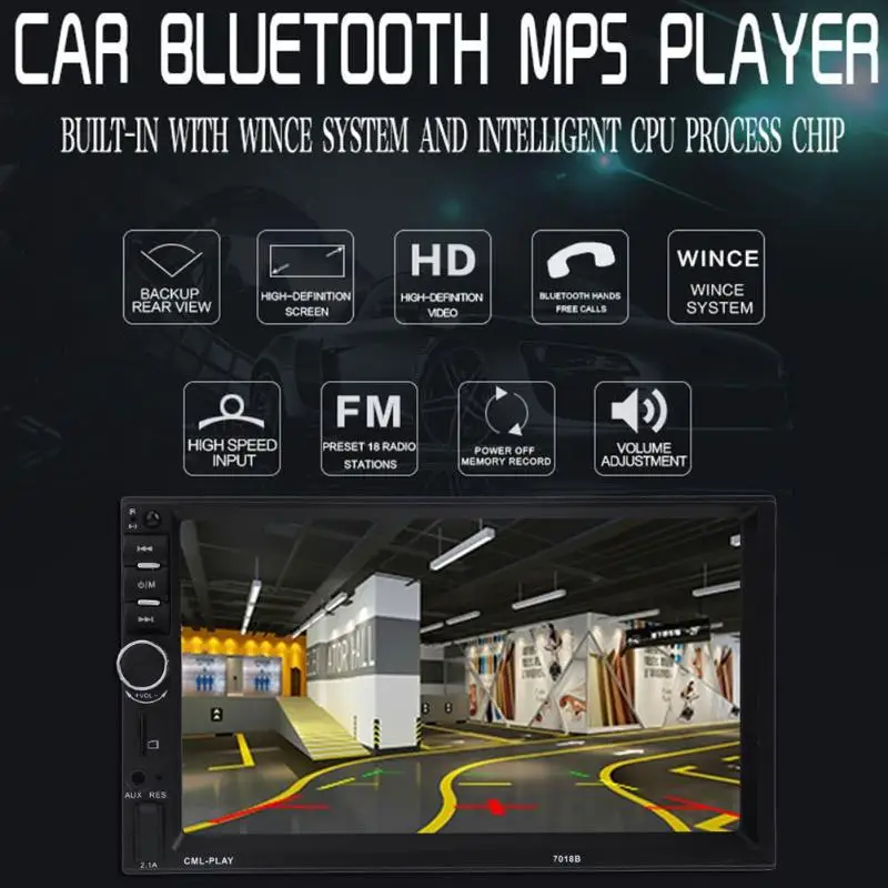  7 inch 2din Car MP5 Player 1080P Car Video Multimidia Player Touch Screen LCD Digital Display Bluet