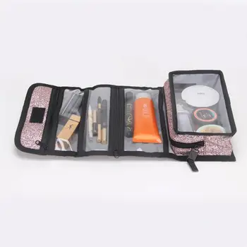 

Neceser New Women Cosmetic Bags Sequins Handbag Makeup Bag Organizer Waterproof Folding Travel Toiletries Storage Bag