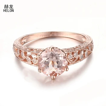 

925 Sterling Silver Certified Round 1.5CT 100% Genuine Morganite Engagement Ring Antique Diamonds Ring For Women Trendy Jewelry