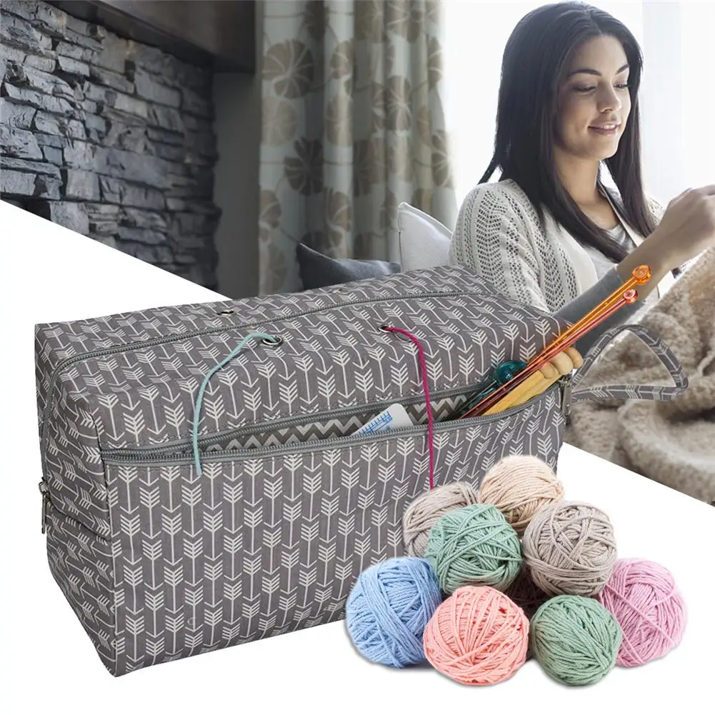 

Needle Storage Canvas Bag Durable Hook Knitting Needle Storage Best Mother's Day Gift Easy To Carry Weave At Any Time