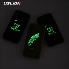 USLION светящаяся Корона Любовь Сердце чехол для телефона для iPhone 11 Pro Max X XR Xs Max карамельный цвет мягкий ТПУ чехол для iPhone 6 6s 7 8 Plus