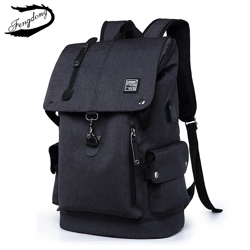 Fengdong Mochila de carga USB, mochila de estudiante de secundaria, Mochila de viaje de mujer y hombre, mochila de niña adolescente