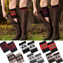 Женские Рождественские Зимние гетры; вязаные носки; Популярные носки с манжетами