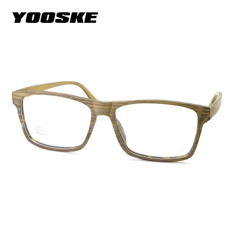 YOOSKE модные квадратные очки для мужчин и женщин с деревянным узором Ретро оправа для очков унисекс прозрачные оптические очки оправа винтажные очки