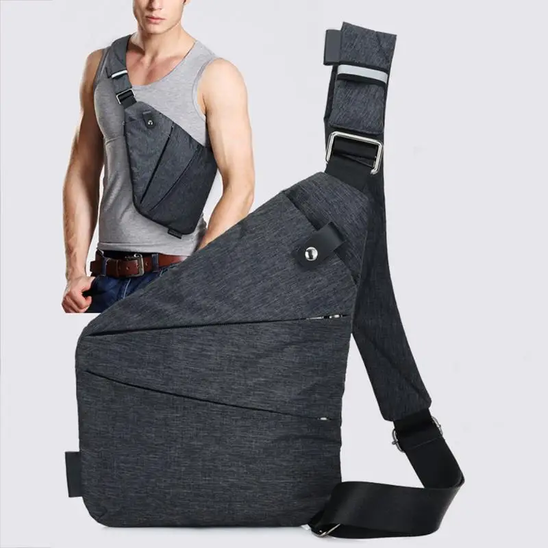 

Fashion Canvas Chest Bag Men Simple Single Crossbody Bags for Men Shoulder Bags Anti Theft Male Messenger Bag Black Phone Bolsa