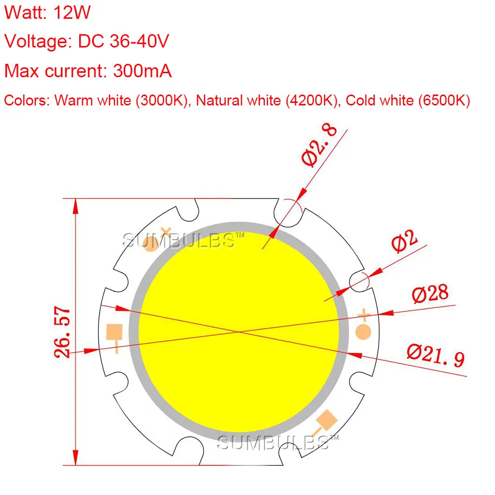 Sumbulbs LED интегрированный чип 2820 COB источник света для светодиодных ламп 20 мм