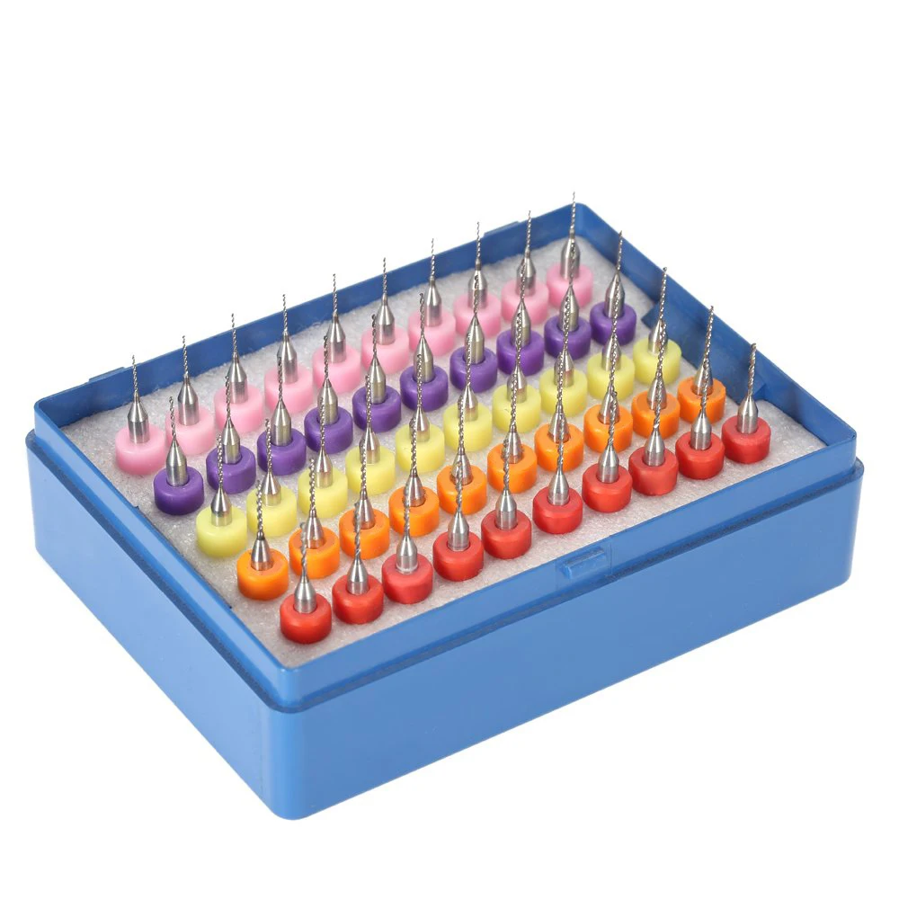 50 Pcs Mini Drill Bit In Protective Box Pcb Set 0.5 + 0.6 0.7 0.8 0.9Mm Twist For Engraving Tools | Инструменты