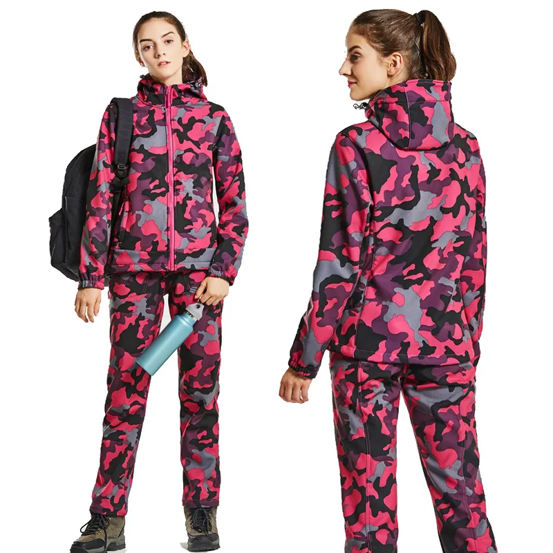 القطب الشمالي ضوء النساء الرجال الصوف الصيد التخييم معطف للرياضة التمويه ماء دافئ يندبروف في الهواء الطلق التزلج معطف وردية