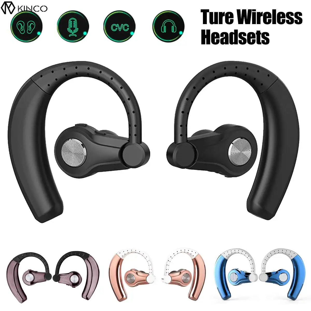

2 x bluetooth 4.1 Wireless In-Ear Headphone Handsfree Earphone Stereo Universal Sport Hanging Headset Earbuds T9S