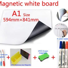 A1 Магнитная белая доска и магнитная коробка для хранения канцелярских принадлежностей 1 ластик 4 цвета ручка цвета воды 3 Магнитный маркер ручка доски для заметок