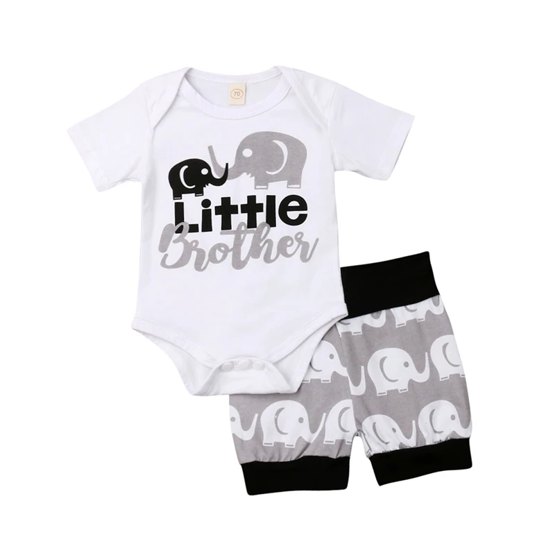 

Toddler Baby Boy Clothes Short Sleeve Elephant Print Romper Shorts Summer Outfits Baby Summer Clothes Casual Boys Clothing Set