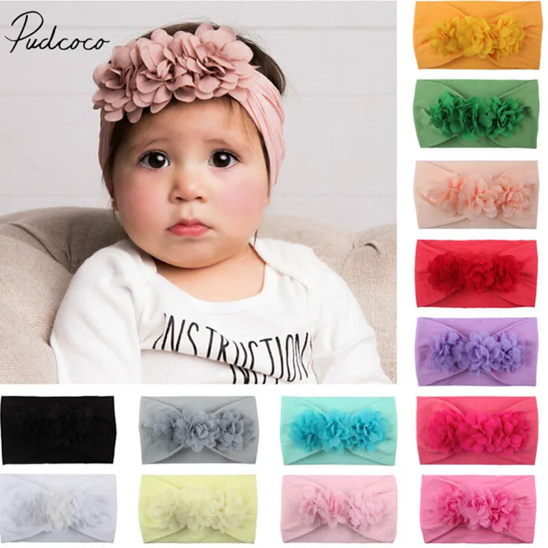 

2019 Brand New Baby Girl Kids Toddler Lace Flower Headband Hair Bow Band Accessories Solid Headwear Hairband Photo Props Gifts