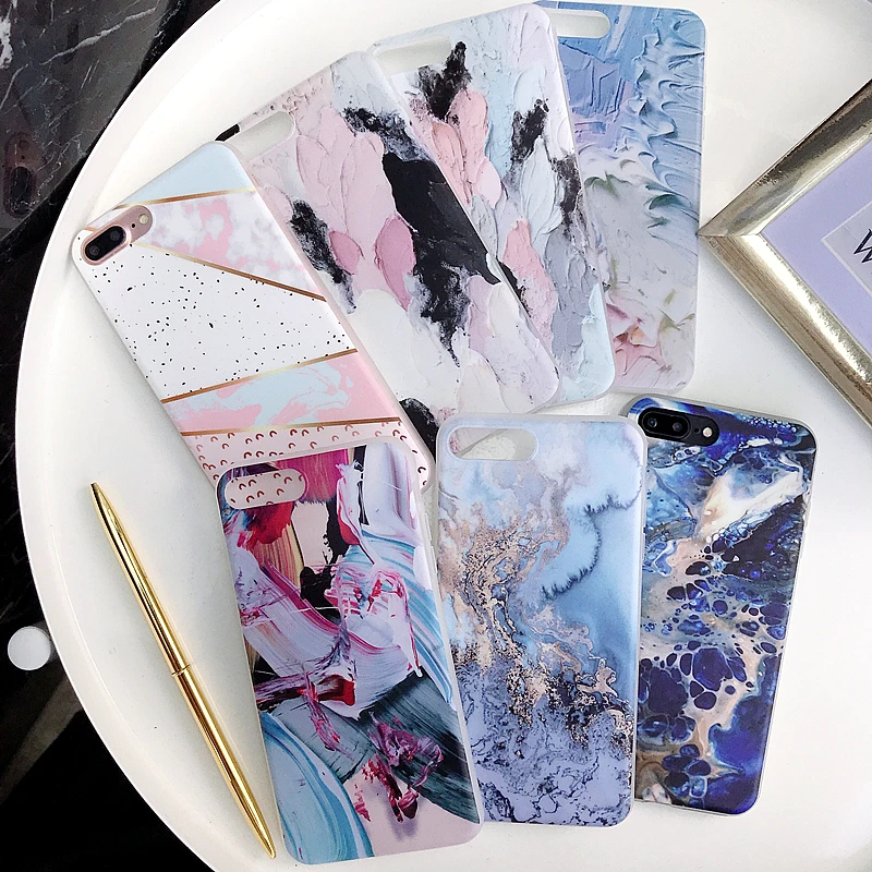 

Luxury Marble Phone Case For Iphone XR Xs X Max Cover For Soft Patterned Cover For Iphone 7 8 6 6s plus Cases Funda Coque