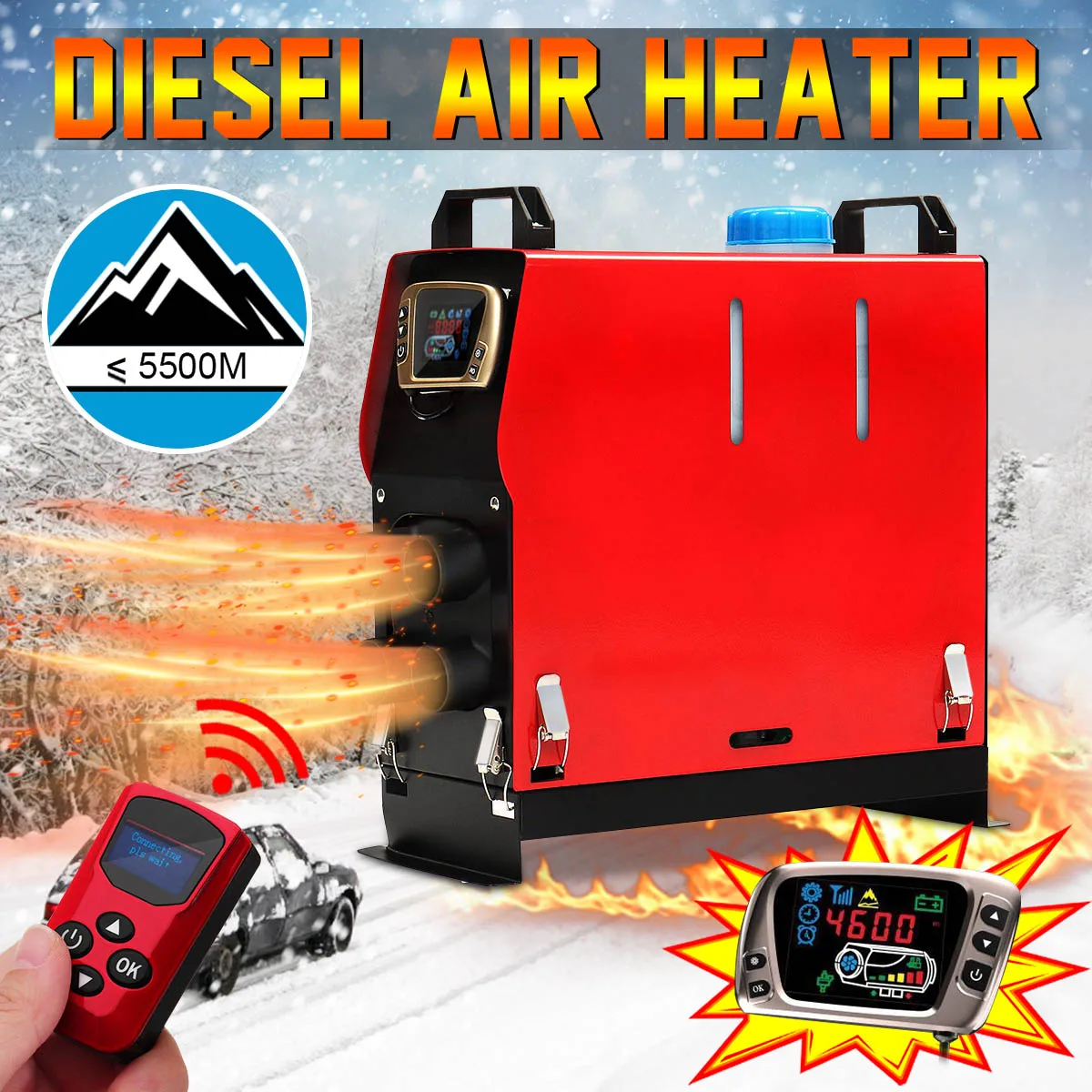 

Detachable 3KW 12V Portable Heater All in One Fuel Air Parking Warmer with Golden LCD Switch Camping Travel Out Sport Home SUV