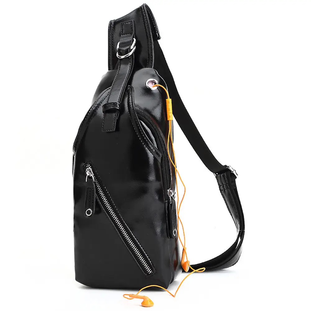 

Men's Fashion Crossbody Bag Theftproof Rotatable Button Open Leather Chest Bags Men Shoulder Bags Chest Waist Pack