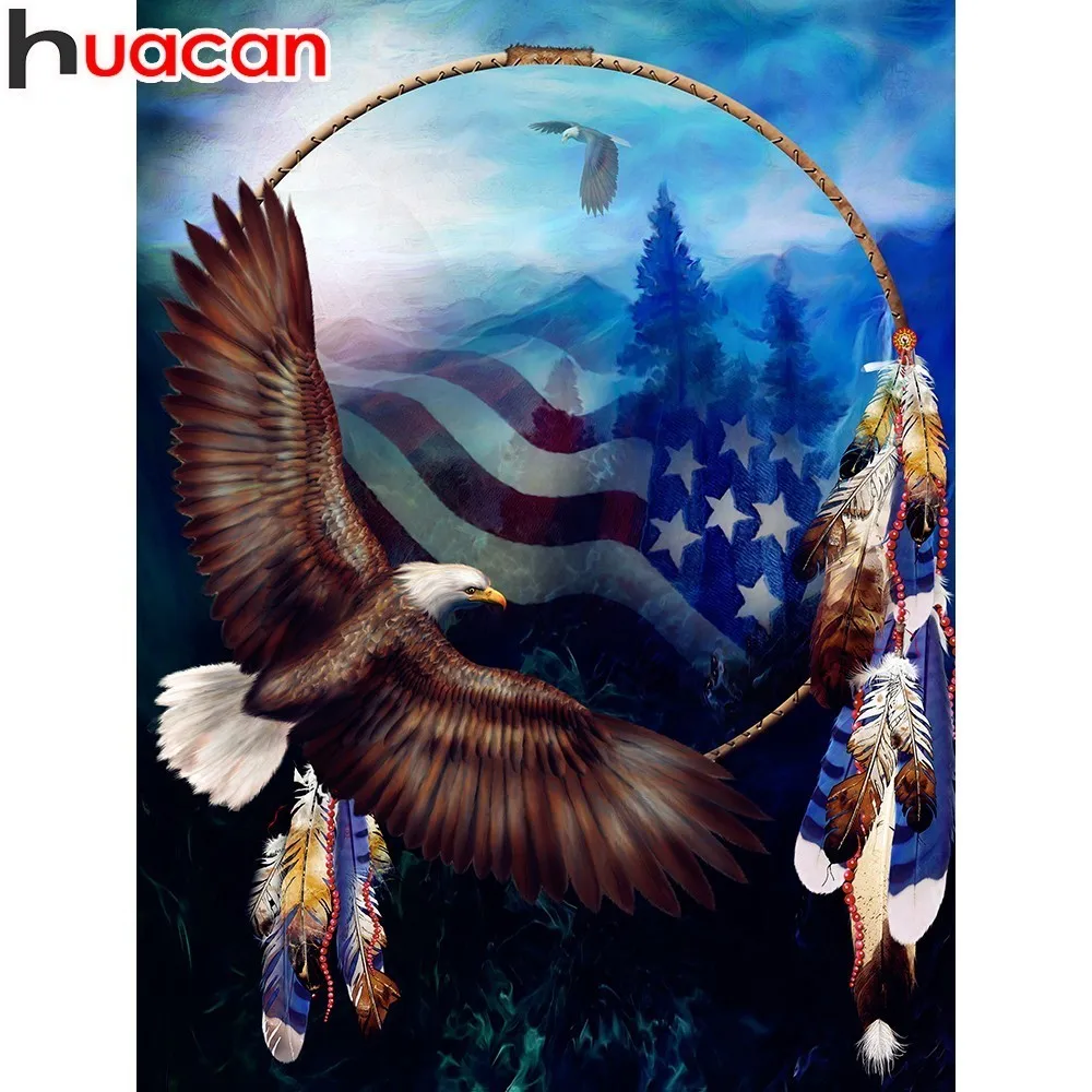 

HUACAN Diamond Painting Full Square Eagle Flag 5D DIY Diamond Embroidery Animal Cross Stitch Mosaic Rhinestones Decor Home Gift