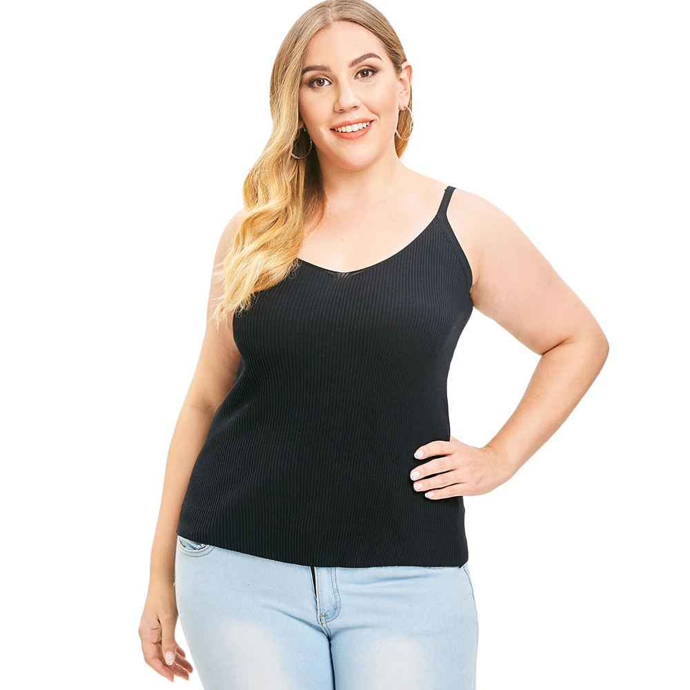 Buy Kenancy Women Plus Size Solid Ribbed Tank Top