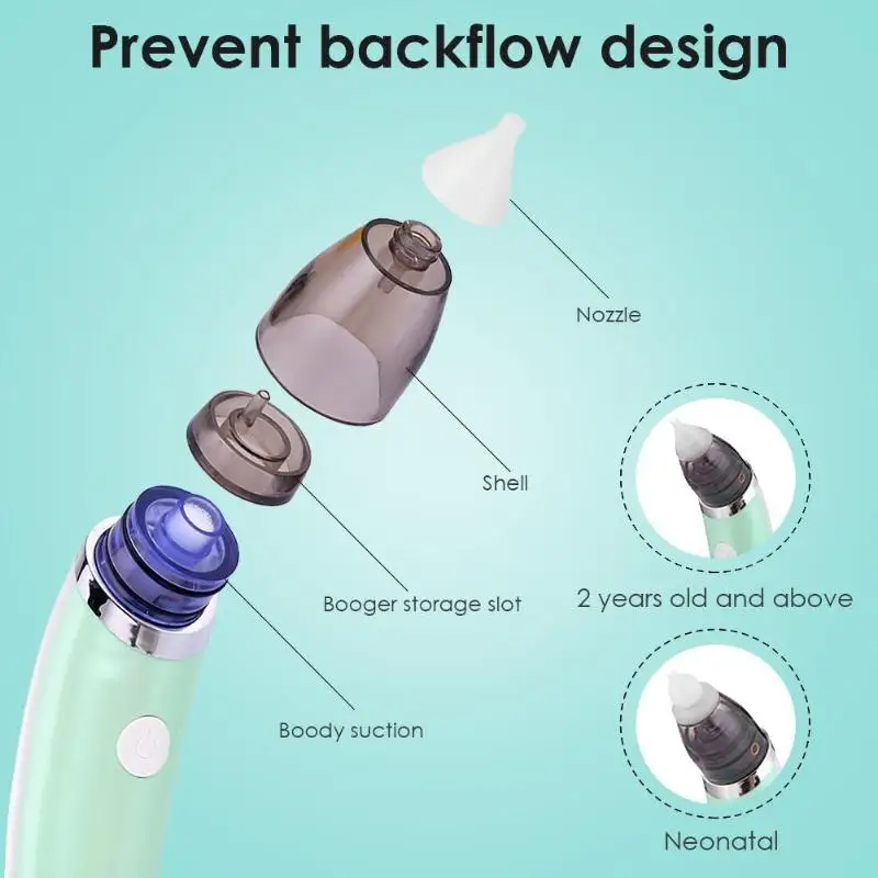 Детский носовой аспиратор, Электрический Безопасный гигиенический очиститель носа, оборудование для нюхания, безопасная оральная соска для новорожденных мальчиков и девочек
