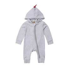 Новые модные милые толстовки с динозавром для маленьких мальчиков и девочек комбинезон с капюшоном и длинными рукавами, цельные комбинезоны детские одежда