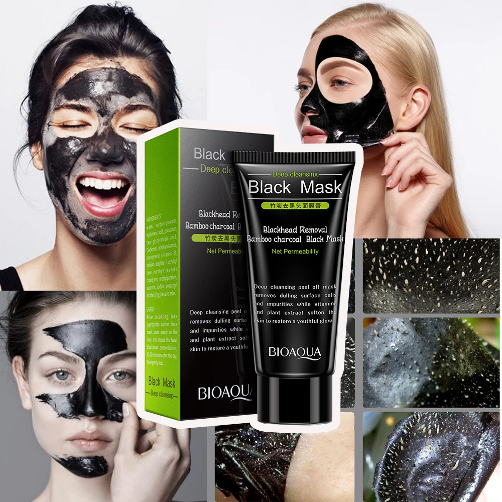 

BIOAQUA Bamboo charcoal Blackhead Removal Face Mask Deep Cleansing Mud Black Mask Acne Treatments Mask Blackhead Facial Mask