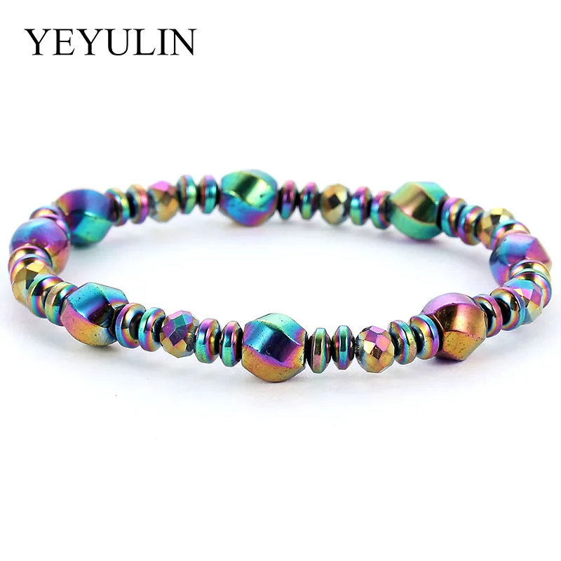 Flexible Magnetic Bangle Beads Colorful Hematite Magnetic Stone