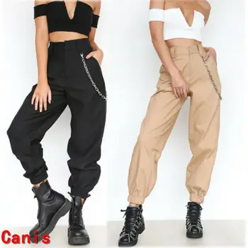 

Women's Harem Cargo Trousers Cotton Pants Solid Punk Loose Long Sports Fashion
