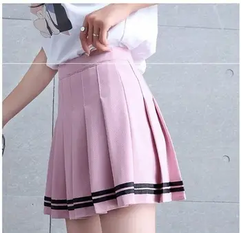 

kawaii skirt Sweet Pleated Skirt Women Preppy Style Mini High Waist Skirt Girls Vintage Black White Cute School Uniforms Skirts