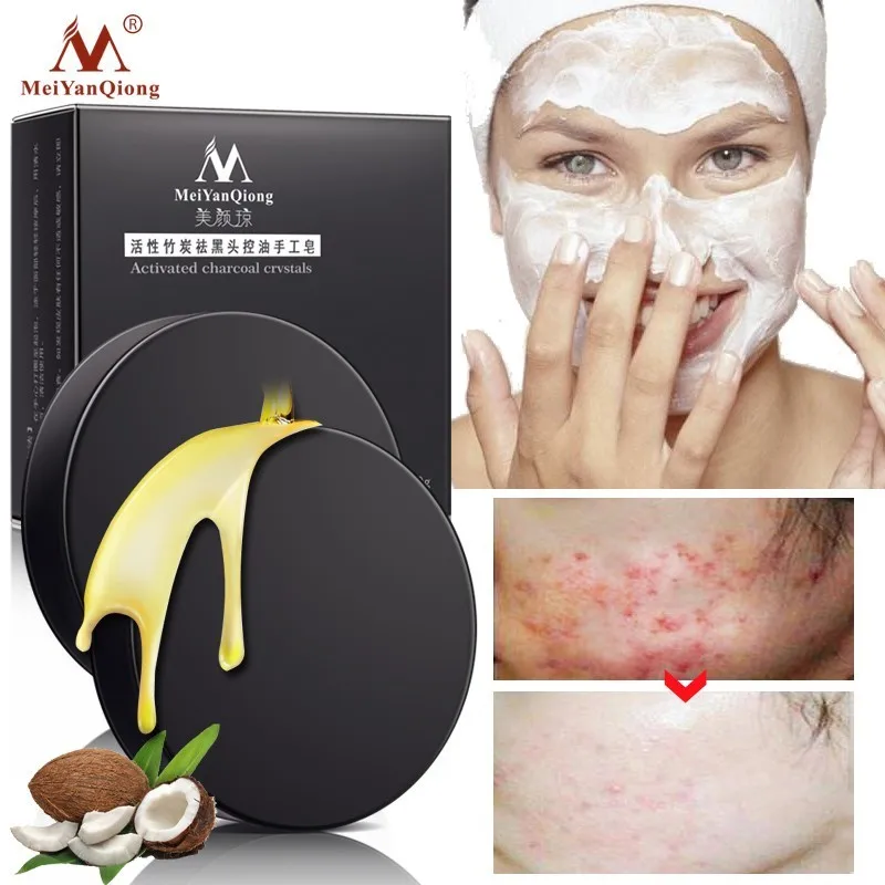

activated charcoal handmade soap face skin whitening soap for remove blackhead and oil control sabonete clareador washing soap