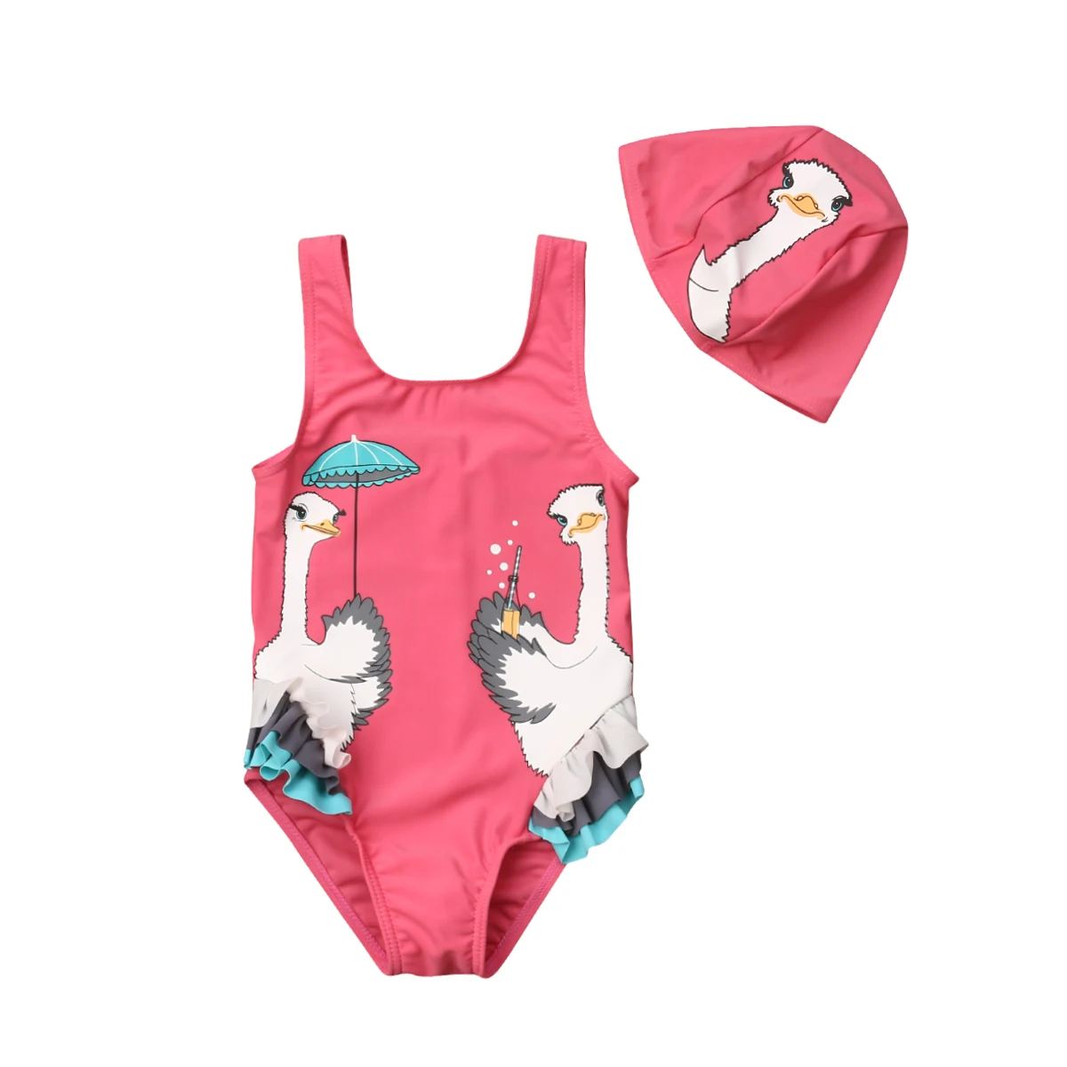 

Brand Toddler Kids Baby Lovely Girls Swan Bikini Swimwear Swimsuit Bathing Suit Beachwear Hat Suit Summer