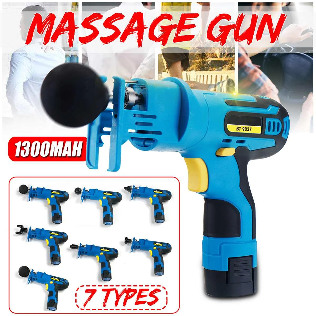 

7Pcs Muscle Relaxation Massage Machine Body Fitness Sports Muscle Massager Relaxation Deep Therapy 100V-240V 1300mA