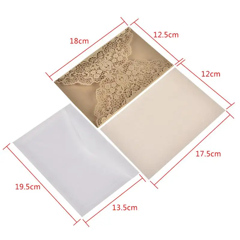  10PCS European Style Elegant Delicate Carved Lace Wedding Party Invitations Cards - 32976180198