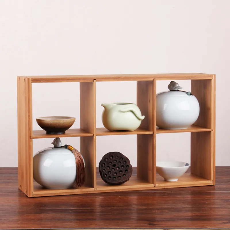 Bamboo Holder Storage Of Things Sundries Cup Rack Three Layer Wooden Shelves Floor DIY Assembly Shelf Decorative Neatening