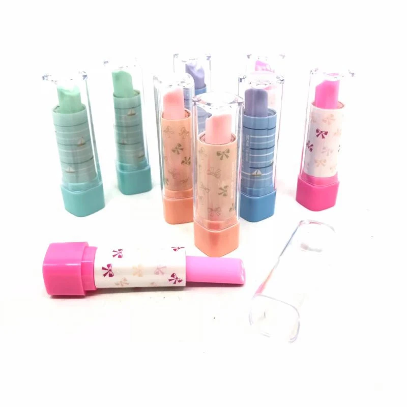 

Kawaii Lipstick Pencil Eraser Novelty Cute Rubbers Kids Students Writing Correct Tools Office School Korean Stationery Supplies