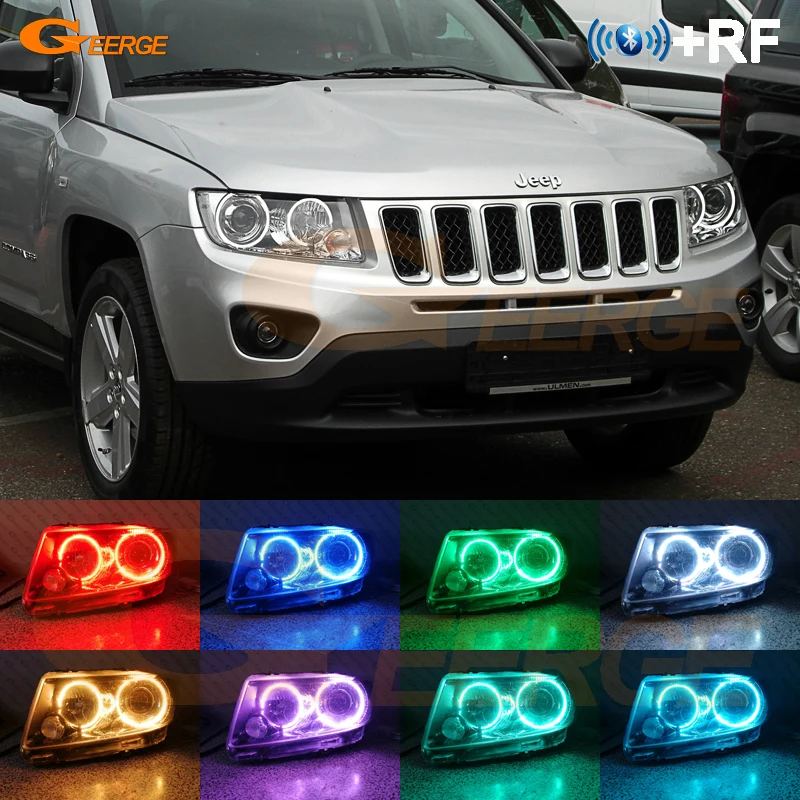 Для JEEP COMPASS 2011 2012 2013 ксеноновая фара RF Bluetooth контроллер многоцветный RGB комплект светодиодов «глаза ангела»