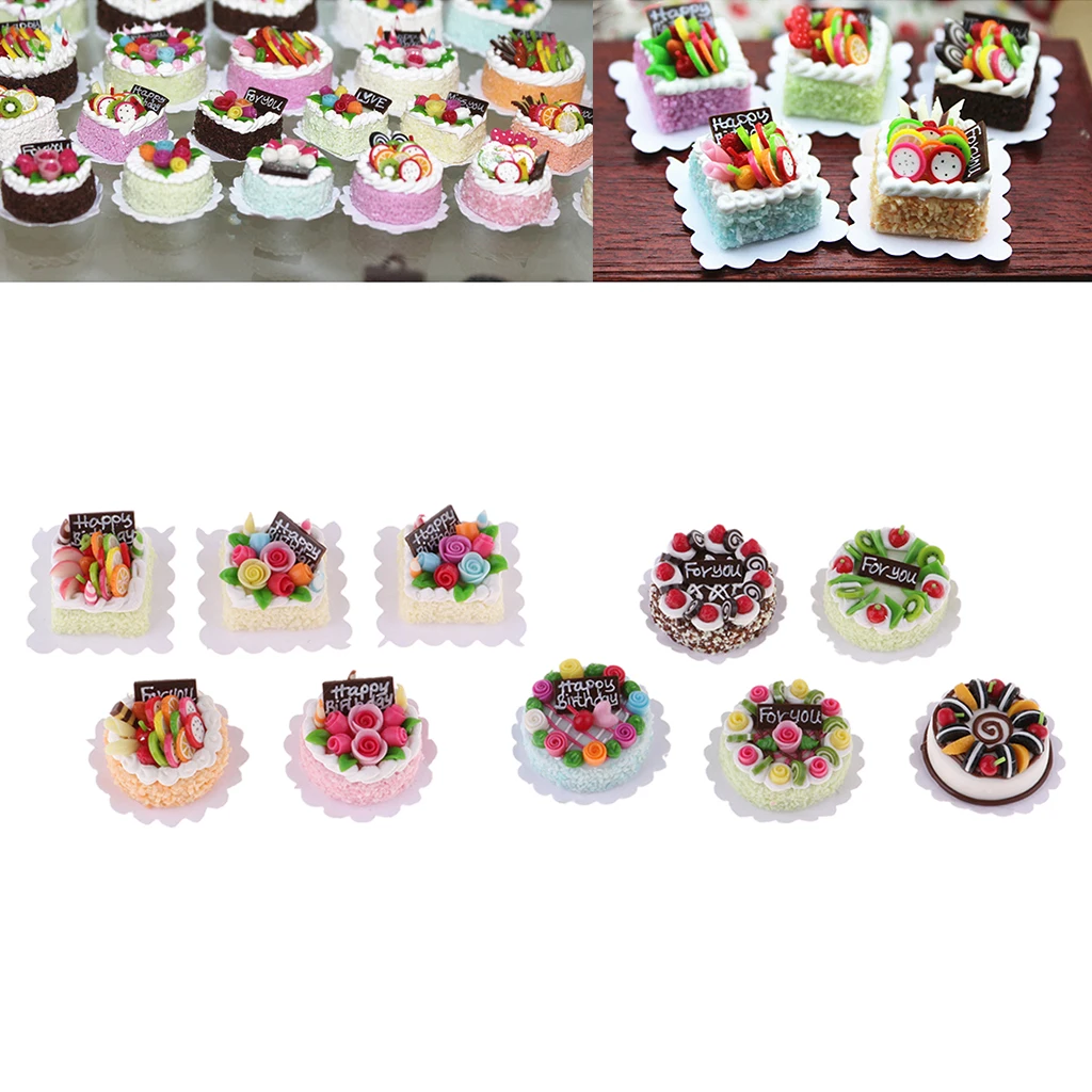 

1/12 Dollhouse Miniature Food Birthday Cake Model Decor Random Style Suitable for 1/12 scale miniature dollhouse Mini Cake/ Pie