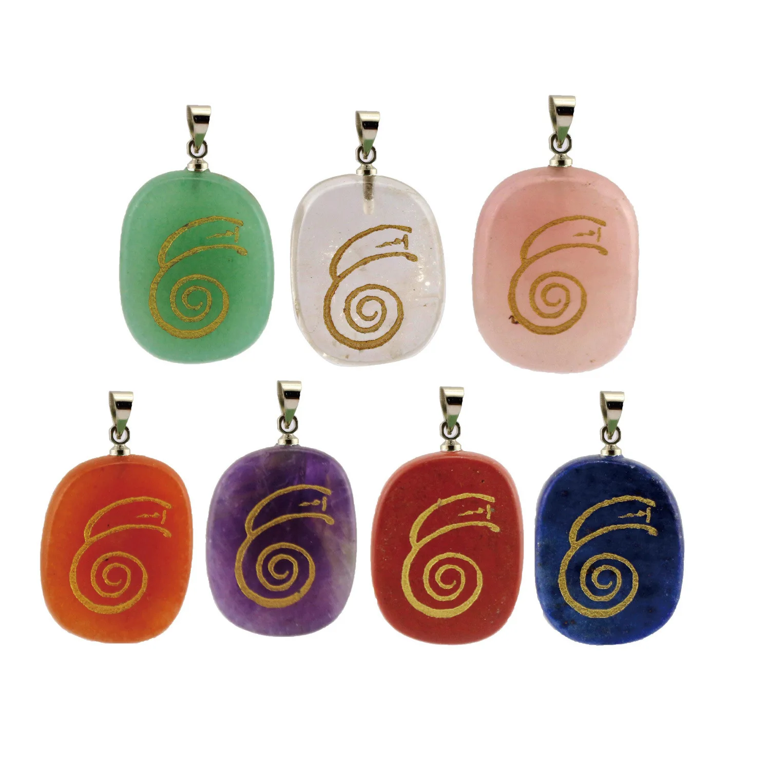 Religion Elliptical Piece Reiki DAI KO MYO Symbol Healing Stone Energy Pendant Creative Natural Crystal | Ожерелья и подвески