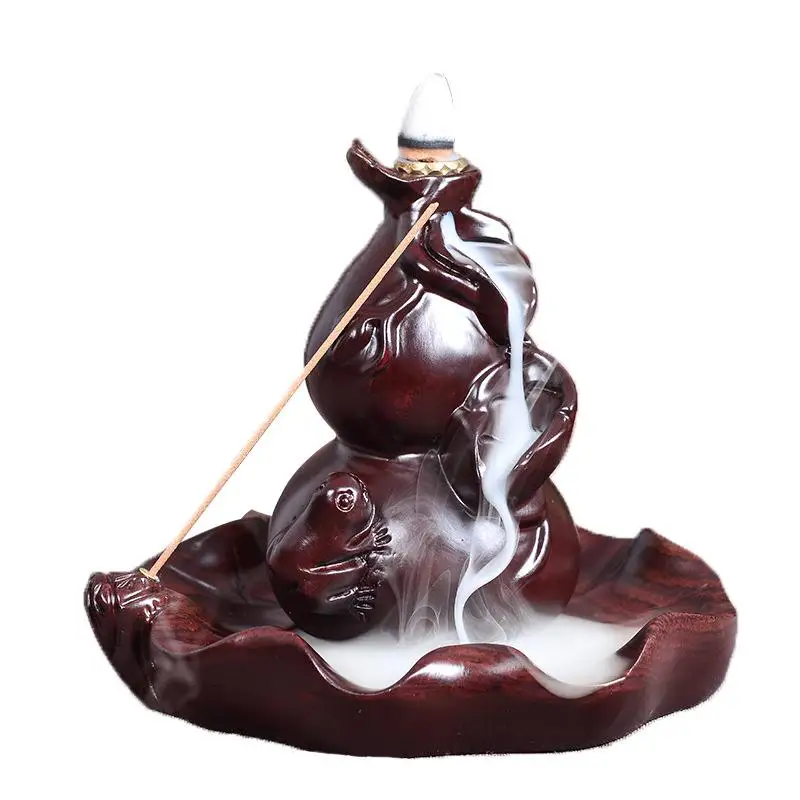 

Gourd Backflow Incense Burner Sandalwood Aromatherapy Furnace Aromatic Home Office Incense Crafts Smoke Waterfall Incense Holder