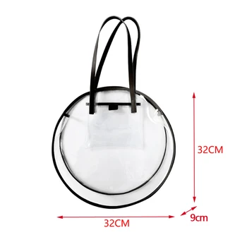 

Transparent Plastic Handbags For Girls Summer Beach Round Clear Bag Large Women Shoulder Bag Waterproof Shopping Bags