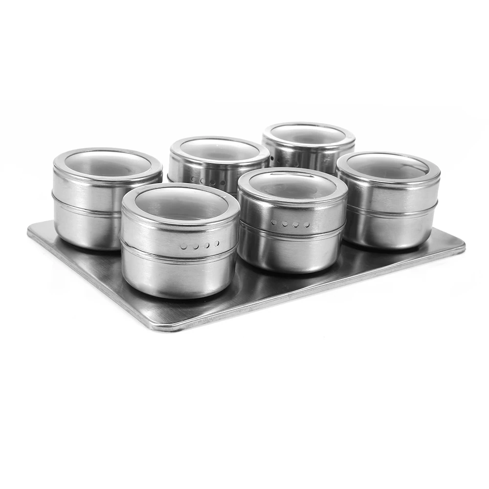 

6pcs Stainless Steel Magnetic Seasoning Pot